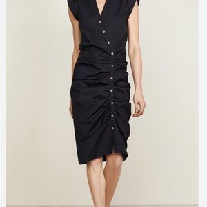 Veronica Beard Black Ruched Midi Dress